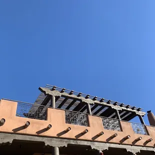 Then restaurant is up the path to the top floor of this building.