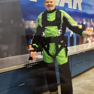 Suited up to jump at the Strat in Las Vegas.