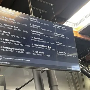 Beer option Menu