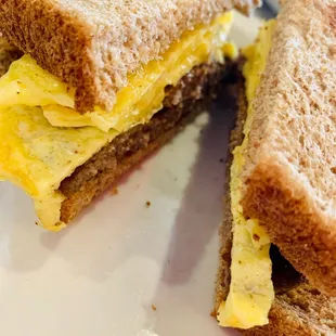 Sausage breakfast sandwich with egg
