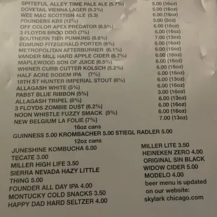 Beer menu - October 2022