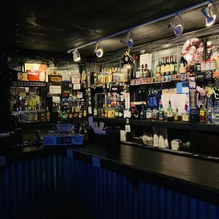 a dimly lit bar
