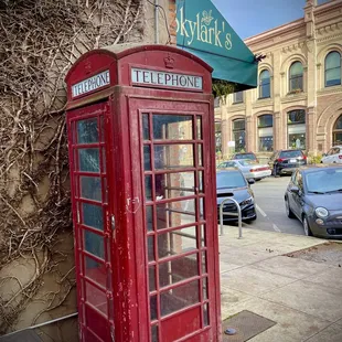 a red phone booth