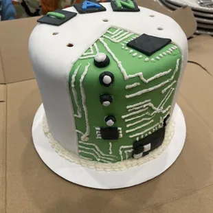 6in double chocolate round cake (holes on top are from the candles)