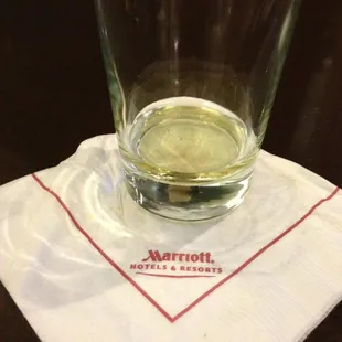 Empty glass for twenty minutes and no refill