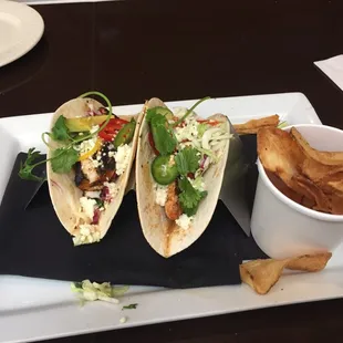 Fish tacos with home made chips