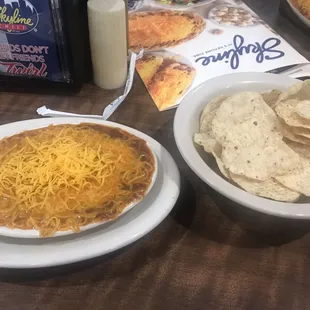 Skyline dip with tortilla chips