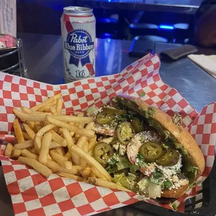What could be better?  A delicious torta with a cold PBR!