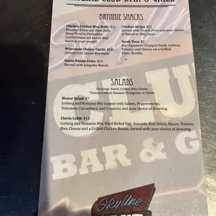 menu