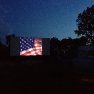 I think this is pretty cool, first drive-in theater I've been to that plays the national anthem before the movie starts!