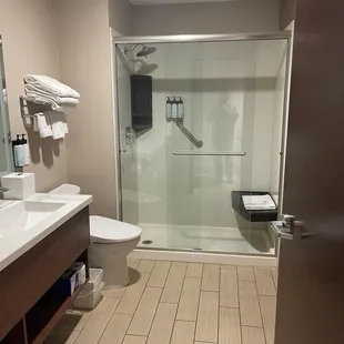 Well stocked bathroom and clean.