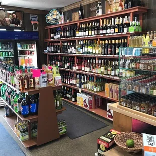 the inside of a liquor store