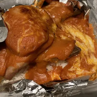 Baked pork chop over rice