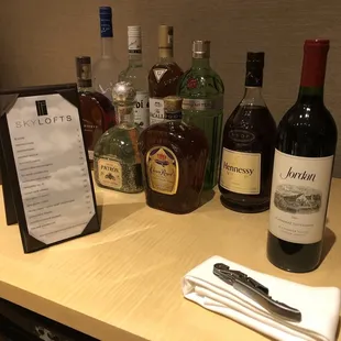 The in room bar.
