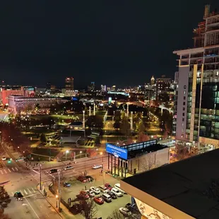 a view of a city at night