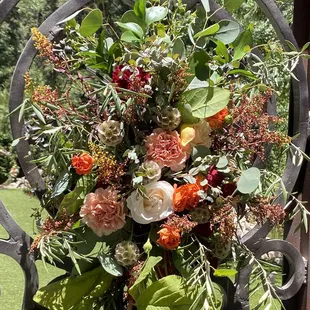 The flowers on the bridal gate, entry to the ceremony venue.