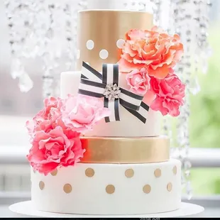Kate Spade inspired celebration or wedding cake with custom SugarPaste flowers...an STL Bridal Sweets specialty.