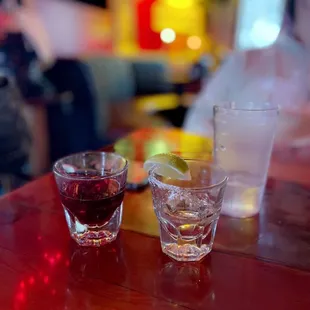 House infused marionberry whiskey and habenero tequila. Yum!