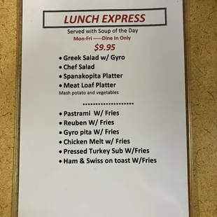 Lunch Menu