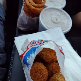 Fried mushrooms and onion rings