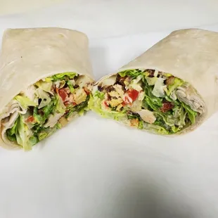 a burrito cut in half