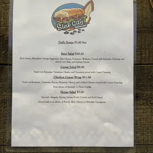 Soup Salad Menu