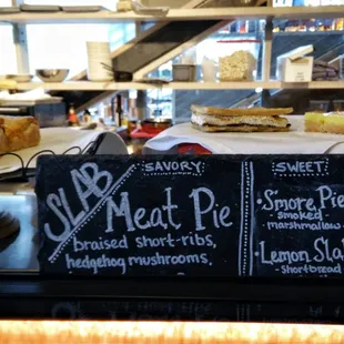 Meat pie, S&apos;more pie, lemon slab