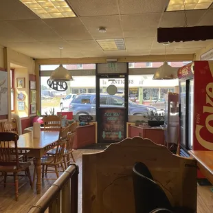 Looking out to the entrance from the bar.