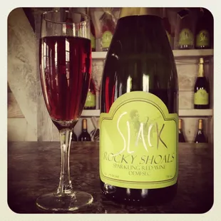 a bottle and a glass of wine