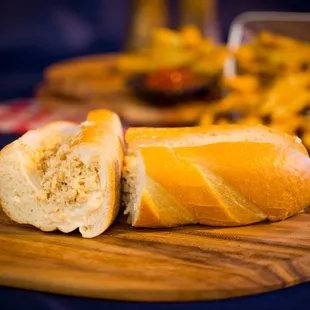 a sandwich on a cutting board