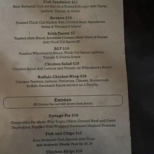 Food menu
