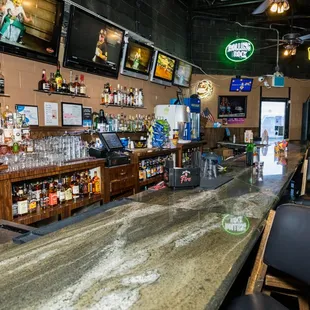 a bar with lots of liquor