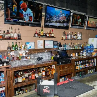 a bar filled with liquor