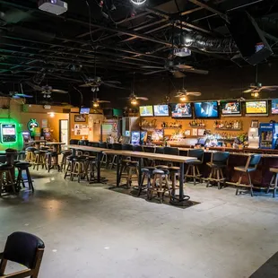 the inside of a sports bar