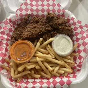 Chicken and fries