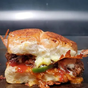 a meat and cheese sandwich