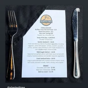 Specials menu. Specials change routinely.
