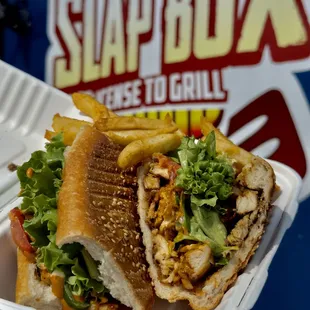 a sandwich and fries