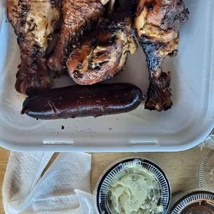 Jerk chicken and sausage