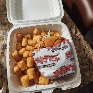 Regular cheeseburger with tots