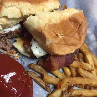 a burger and french fries