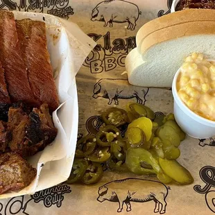 3 Three Ribs &amp; Burnt Ends w/ Cheesy Corn &amp; Baked Beans. Stellar all around. Really like the spicy bbq sauce. Local BBQ gem here in KC.