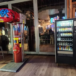 a vending machine and a soda machine