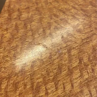 Table with some leftover grime.