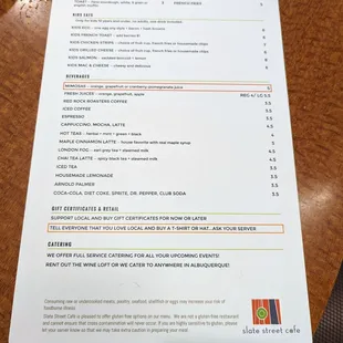 August 2023 menu