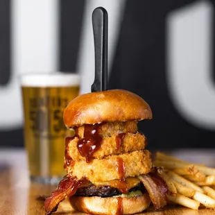 Our Lone Star Smoke Burger is stacked to perfection. You can&apos;t help but take a picture of it first!