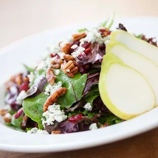 We know you love our burgers, but we also serve many other healthy options to help you stay on track. Check out our Pear and Blue Cheese