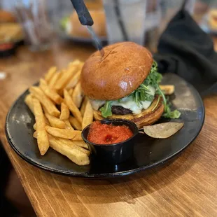 The Hibrow Burger--sub 50/50 patty, no horseradish