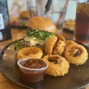 Hi Brow Burger and onion rings