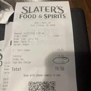 a receipt with a qr code